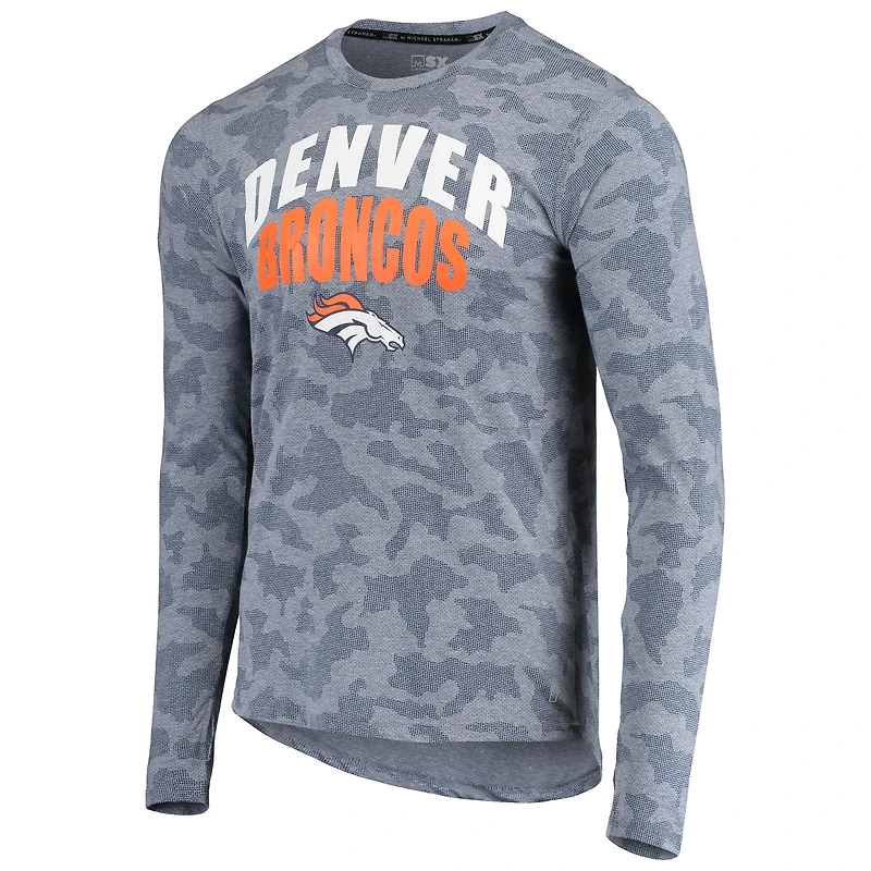 T-shirt à manches longues MSX by Michael Strahan pour homme, bleu marine, Denver Broncos Camo Performance