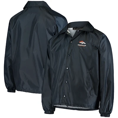 Men's Navy Denver Broncos Coaches Classic Raglan Full-Snap Windbreaker Jacket