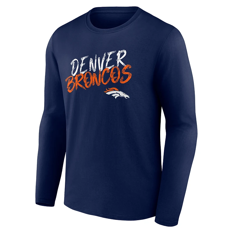 T-shirt à manches longues Denver Broncos Hustle bleu marine pour homme