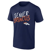 T-shirt personnalisé Denver Broncos Hustle bleu marine pour homme, avec nom et numéro