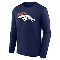 Men's Navy Denver Broncos Team Authentic Personalized Name & Number Long Sleeve T-Shirt