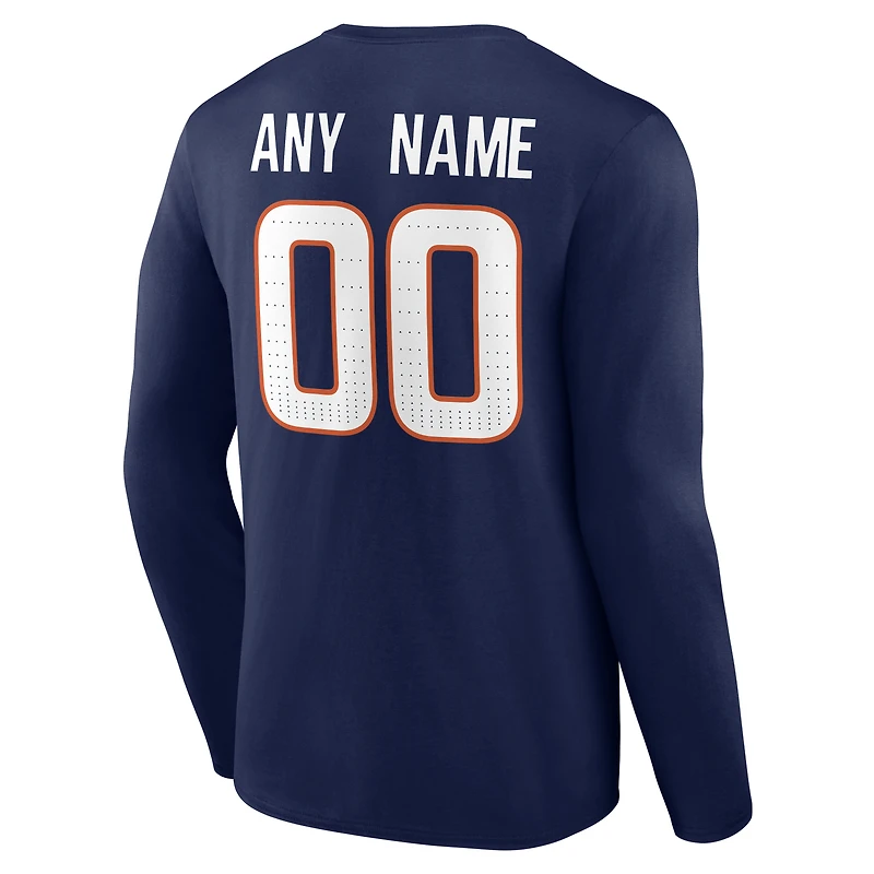 Men's Navy Denver Broncos Team Authentic Personalized Name & Number Long Sleeve T-Shirt