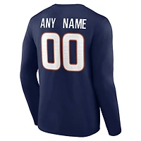 Men's Navy Denver Broncos Team Authentic Personalized Name & Number Long Sleeve T-Shirt