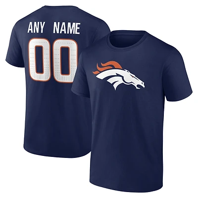 Men's Navy Denver Broncos Team Authentic Personalized Name & Number T-Shirt