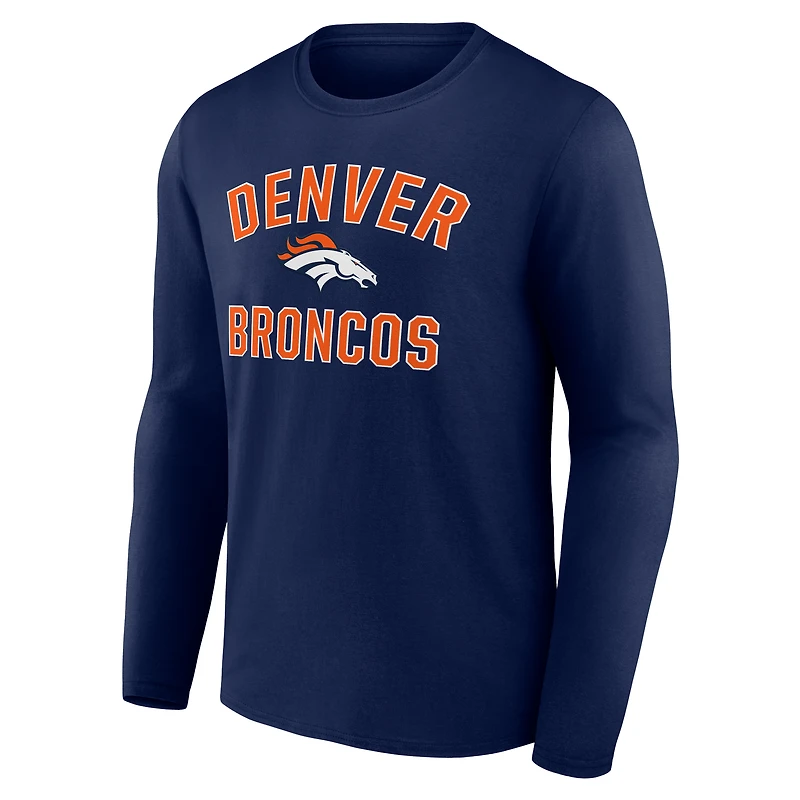 Men's  Navy Denver Broncos Victory Arch Long Sleeve T-Shirt