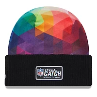 Bonnet en tricot à revers NFL Crucial Catch New Era noir Denver Broncos 2023 pour hommes