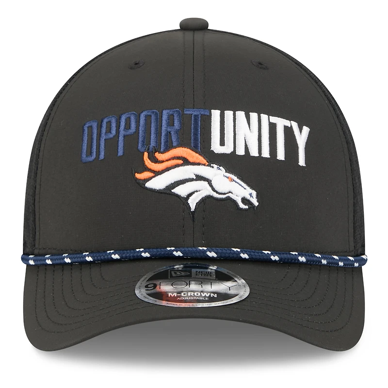 Casquette ajustable New Era noire Denver Broncos 2025 Inspire Change 9FORTY M-Crown pour homme