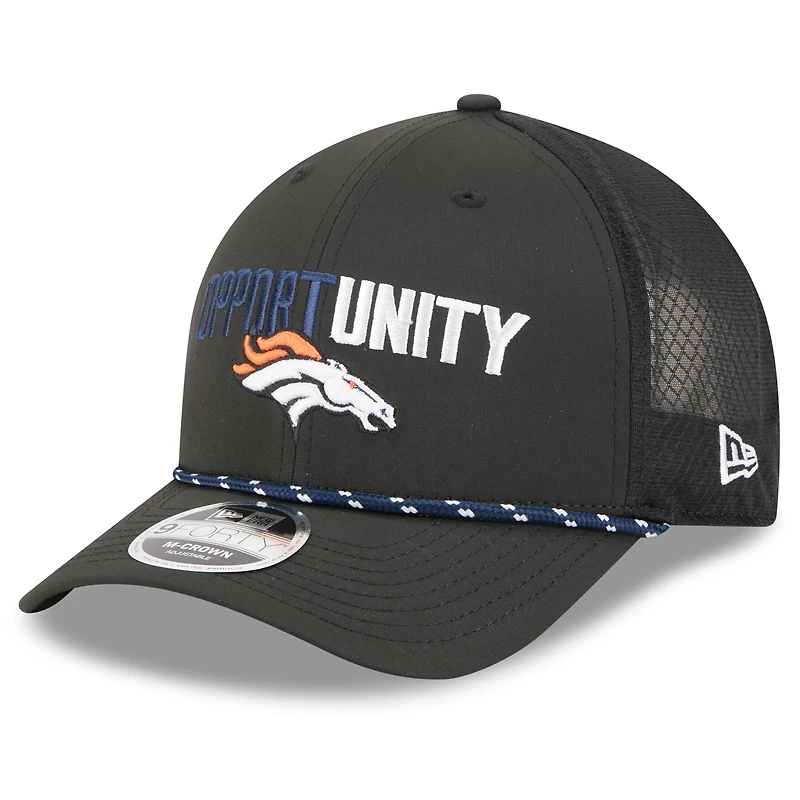 Casquette ajustable New Era noire Denver Broncos 2025 Inspire Change 9FORTY M-Crown pour homme