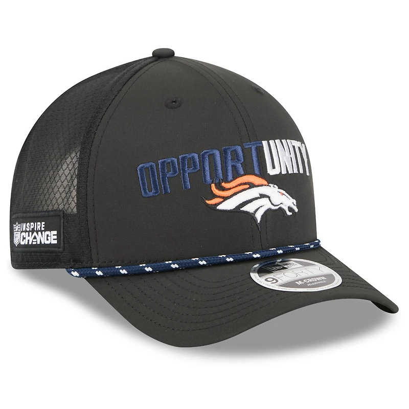 Casquette ajustable New Era noire Denver Broncos 2025 Inspire Change 9FORTY M-Crown pour homme