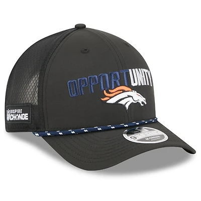 Casquette ajustable New Era noire Denver Broncos 2025 Inspire Change 9FORTY M-Crown pour homme