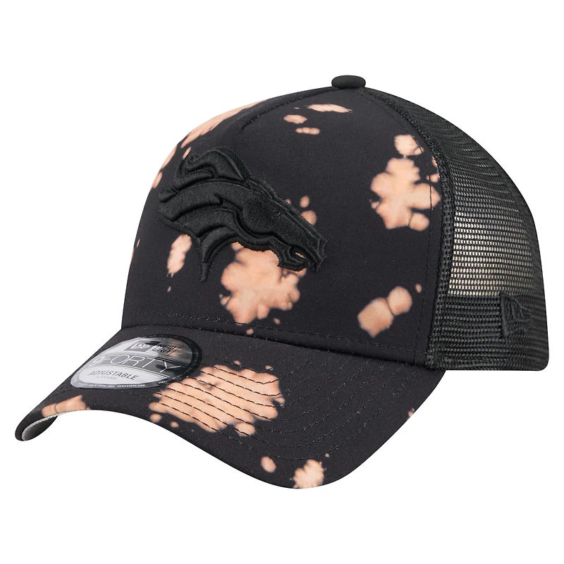 Men's New Era Black Denver Broncos Bleached 9FORTY A-Frame Adjustable Hat