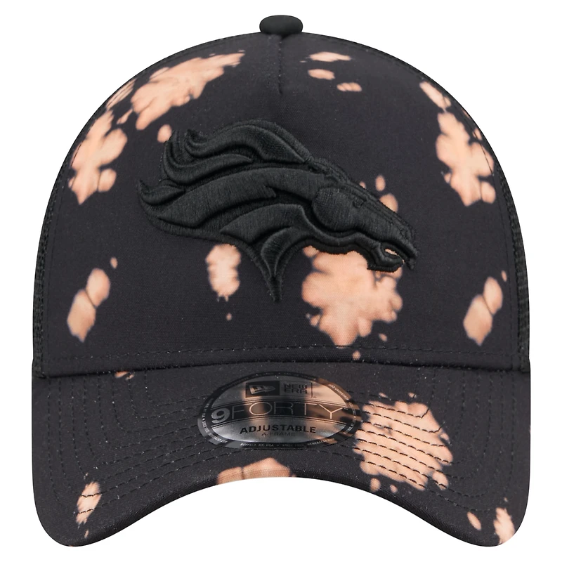 Men's New Era Black Denver Broncos Bleached 9FORTY A-Frame Adjustable Hat