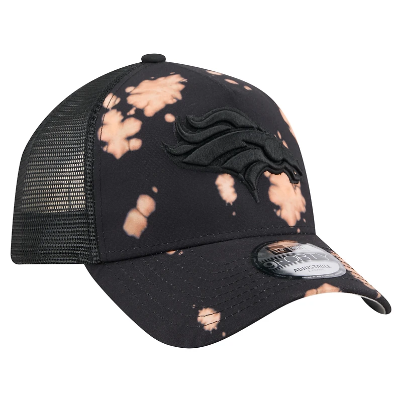Men's New Era Black Denver Broncos Bleached 9FORTY A-Frame Adjustable Hat