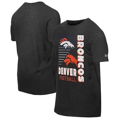 T-shirt oversize délavé aux enzymes New Era pour homme, noir, des Denver Broncos