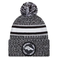 Bonnet en tricot à revers Inspire Change New Era noir Denver Broncos pour hommes avec pompon