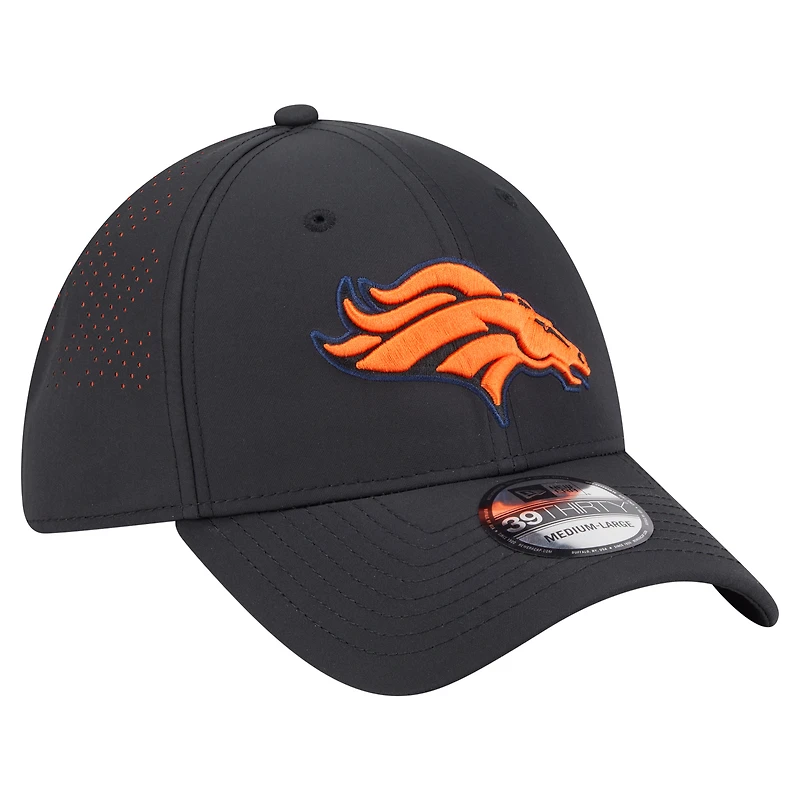 Casquette New Era 39THIRTY Flex noire des Broncos de Denver pour homme