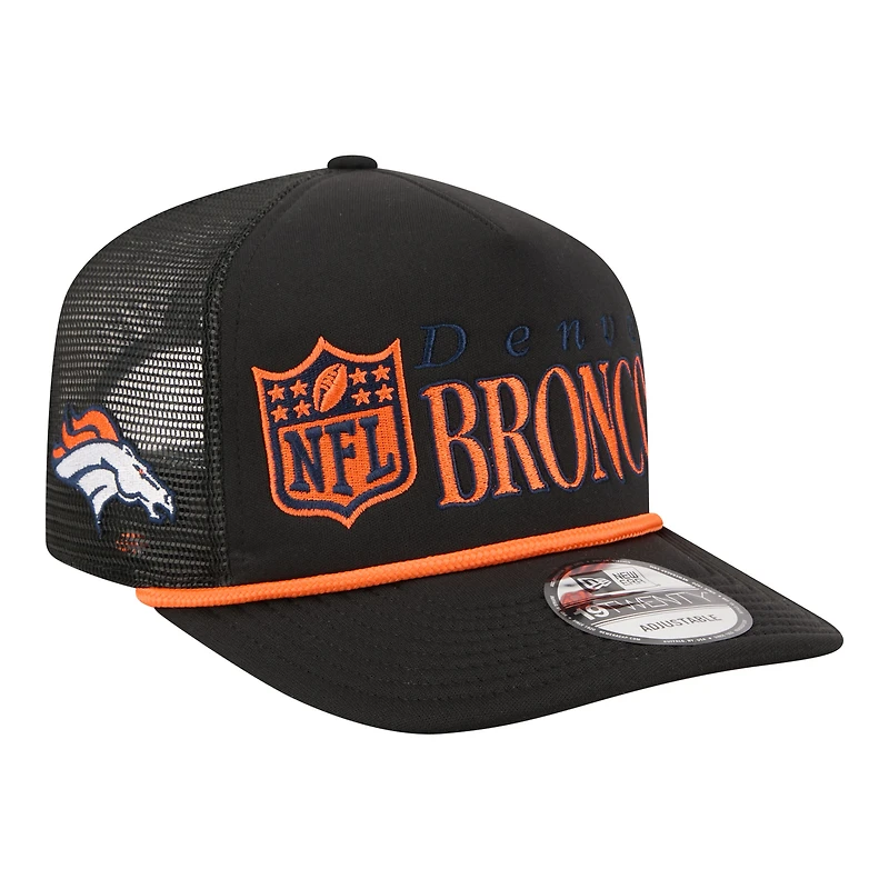 Casquette ajustable New Era noire Denver Broncos Throwback Foam 19TWENTY pour homme