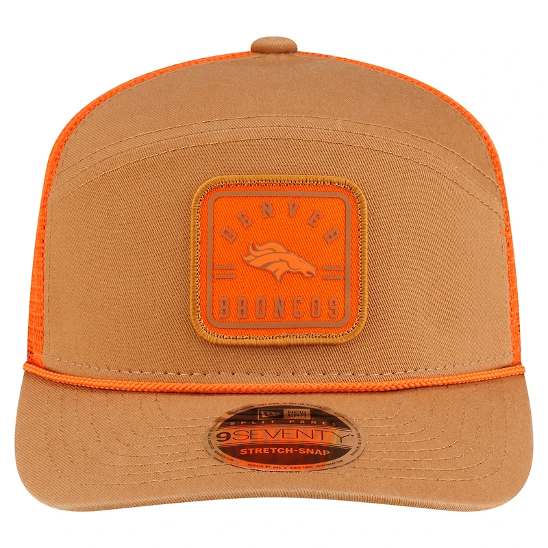 Men's New Era  Brown/Orange Denver Broncos Team Patch Split Panel 9SEVENTY Adjustable Trucker Hat