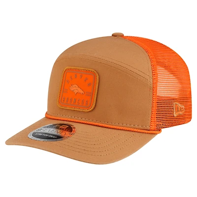 Men's New Era  Brown/Orange Denver Broncos Team Patch Split Panel 9SEVENTY Adjustable Trucker Hat