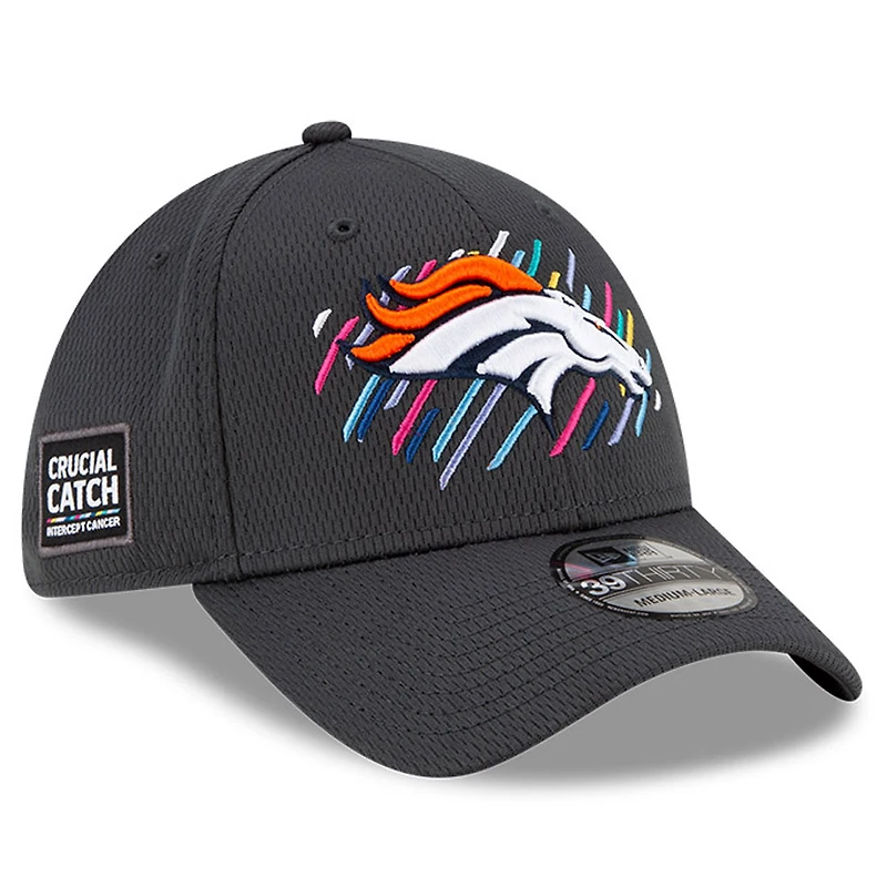 Casquette New Era Charcoal Denver Broncos 2021 NFL Crucial Catch pour homme - 39THIRTY Flex