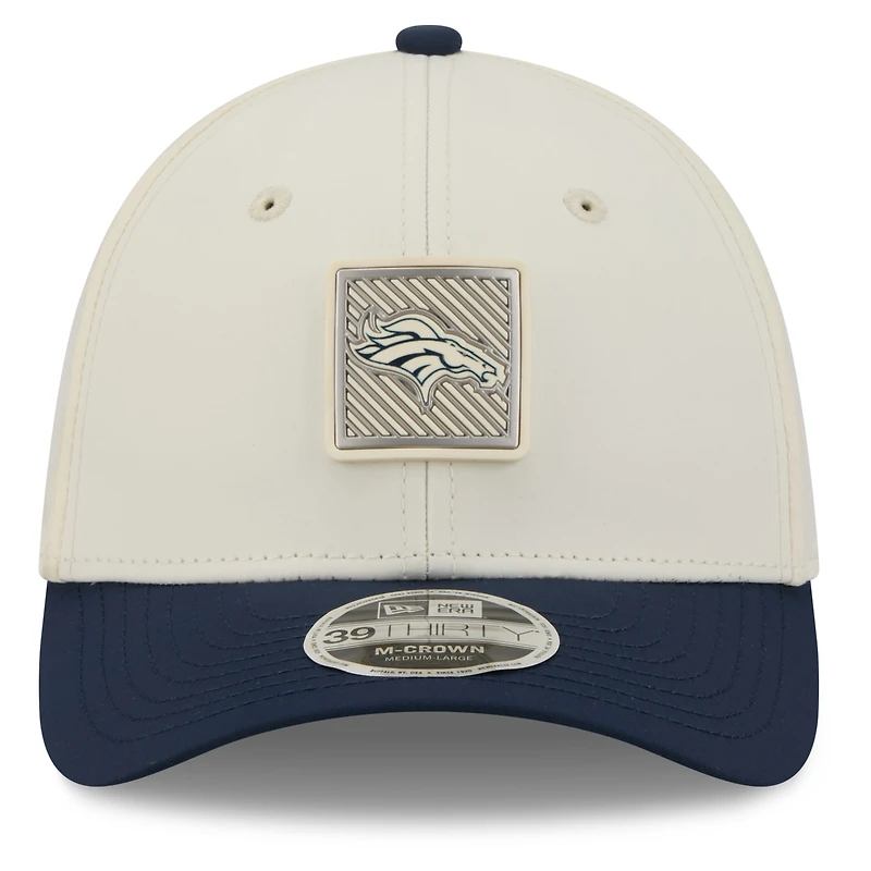 Men's New Era Cream/Navy Denver Broncos 2026 NFL Training Camp 39THIRTY M-Crown Flex Hat