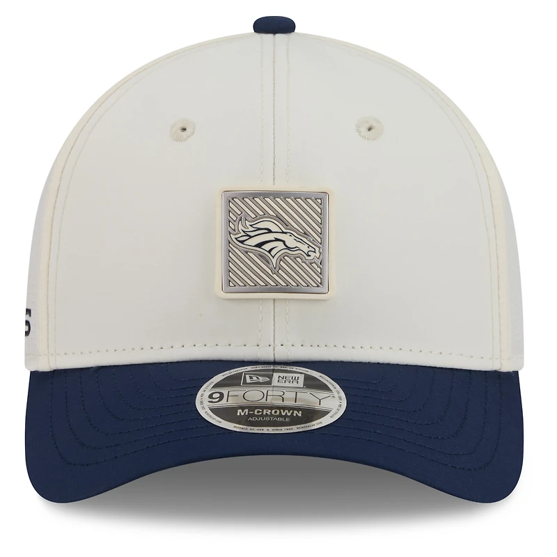Men's New Era Cream/Navy Denver Broncos 2026 NFL Training Camp 9FORTY Adjustable Hat