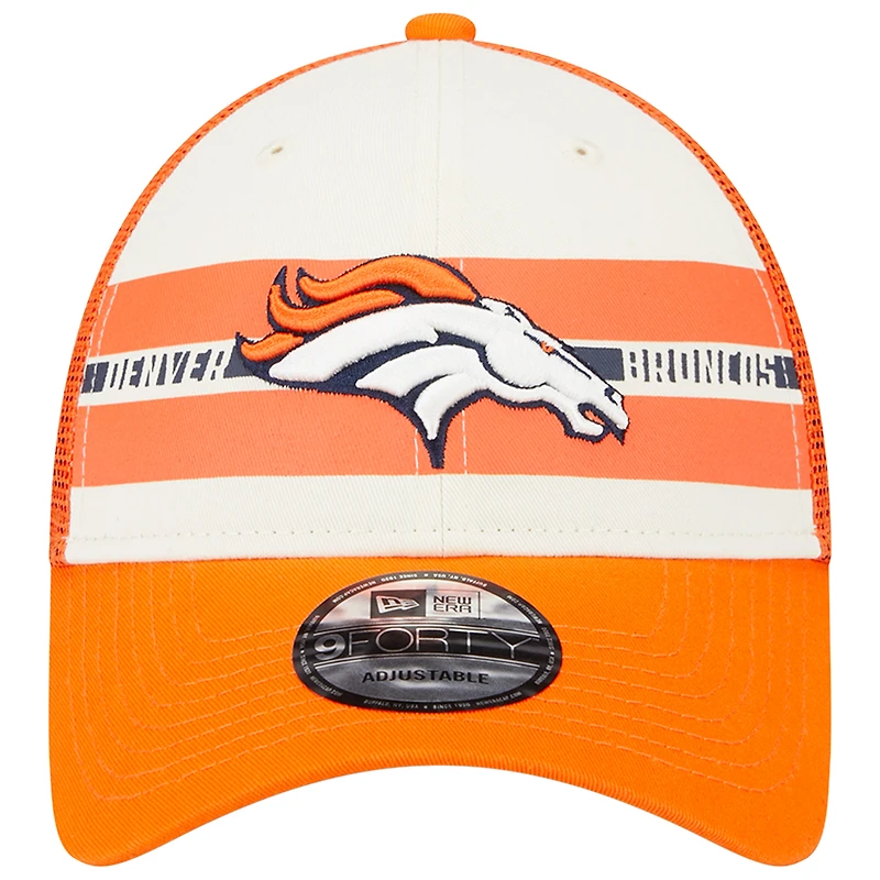 Casquette Snapback 9FORTY Team Stripe Trucker des Broncos de Denver crème/orange New Era pour homme