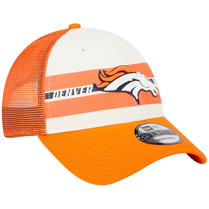 Casquette Snapback 9FORTY Team Stripe Trucker des Broncos de Denver crème/orange New Era pour homme