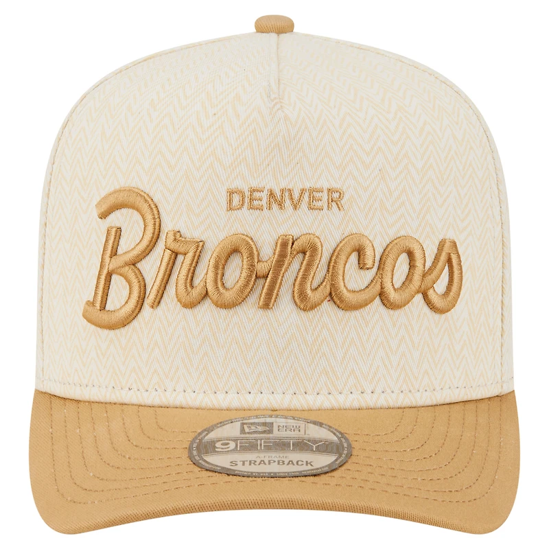 Men's New Era  Cream Denver Broncos Herringbone 9FIFTY A-Frame Snapback Hat