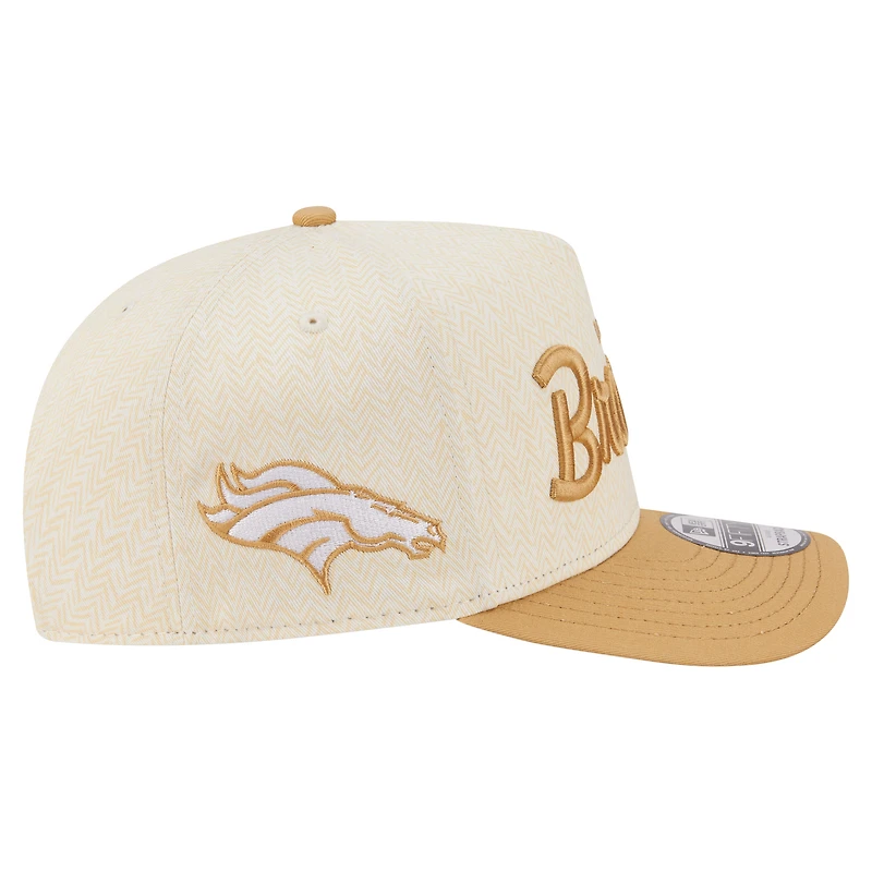 Men's New Era  Cream Denver Broncos Herringbone 9FIFTY A-Frame Snapback Hat