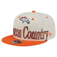 Men's New Era Cream Denver Broncos Oversized Slogan 9FIFTY Snapback Hat