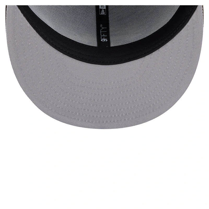 Casquette snapback New Era 9FIFTY pour homme, marron foncé, motif camouflage Denver Broncos Burnt Wood.
