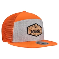 Casquette snapback 9FIFTY grise/orange à panneau fendu en liège pour homme New Era Denver Broncos