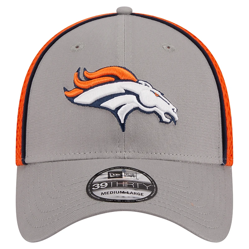 Men's New Era Gray/Orange Denver Broncos  Pipe 39THIRTY Flex Hat