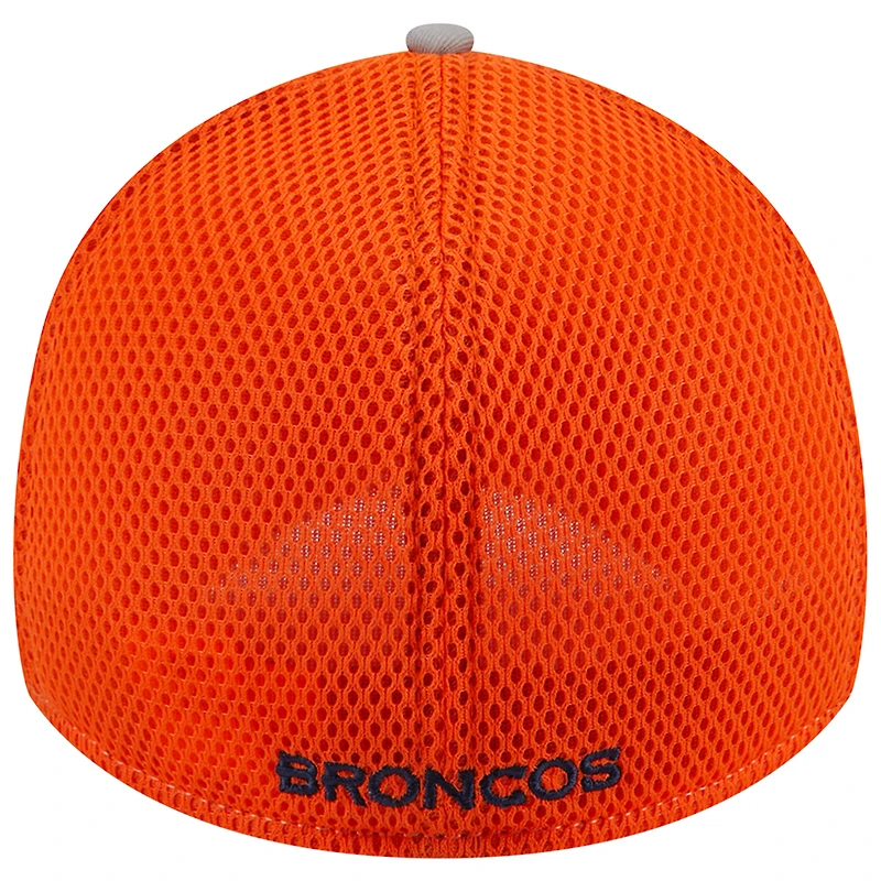 Casquette flexible 39THIRTY Denver Broncos Pipe New Era pour hommes, gris/orange