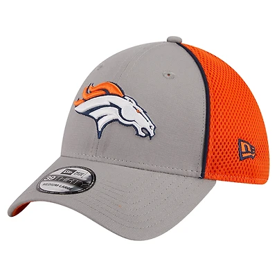 Casquette New Era 39THIRTY Flex grise et orange Denver Broncos pour homme