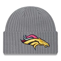 Bonnet en tricot à revers multiples New Era pour hommes, gris Denver Broncos Color Pack