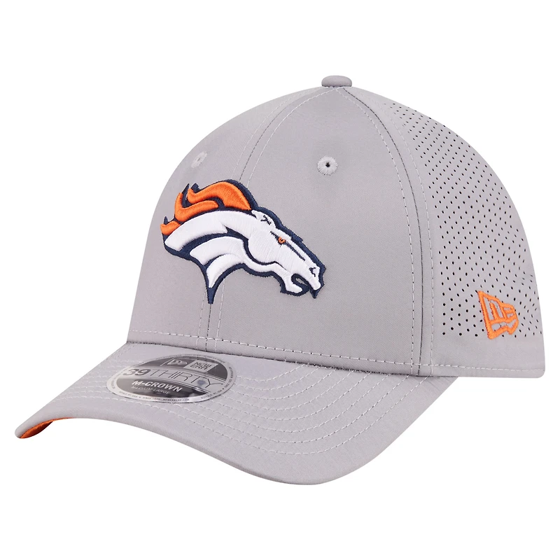 Casquette New Era grise Denver Broncos perforée 39THIRTY M-Crown Flex pour homme