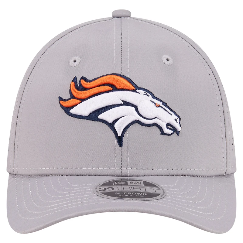 Men's New Era Gray Denver Broncos Perforated 39THIRTY M-Crown Flex Hat