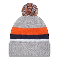 Bonnet en tricot à revers Denver Broncos New Era pour hommes, gris chiné, avec pompon