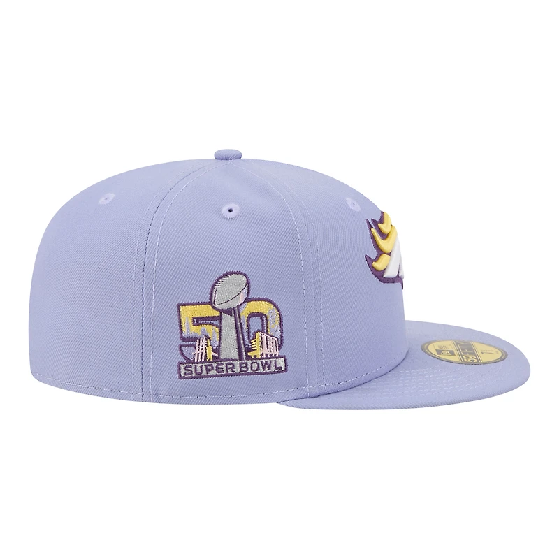 Casquette ajustée New Era 59FIFTY pour homme, coloris violet clair Denver Broncos Lavender Bloom