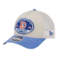 Casquette ajustable New Era Denver Broncos naturelle à couronne en A effilochée 9FORTY pour homme