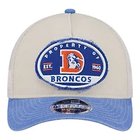 Casquette ajustable New Era Denver Broncos naturelle à couronne en A effilochée 9FORTY pour homme