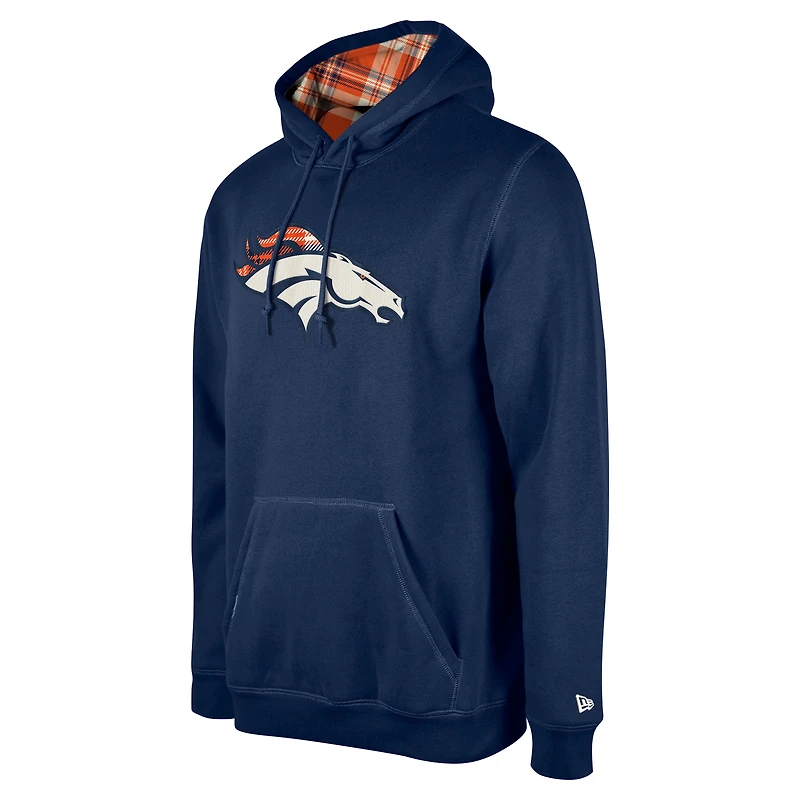 Sweat à capuche carreaux Denver Broncos 3rd Down bleu marine New Era pour homme