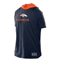 T-shirt à capuche et manches courtes raglan bleu marine Denver Broncos Combine Authentic pour homme New Era