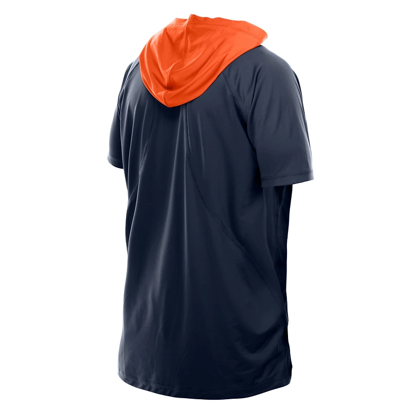Men's New Era Navy Denver Broncos Combine Authentic Hooded Raglan Short-Sleeve T-Shirt