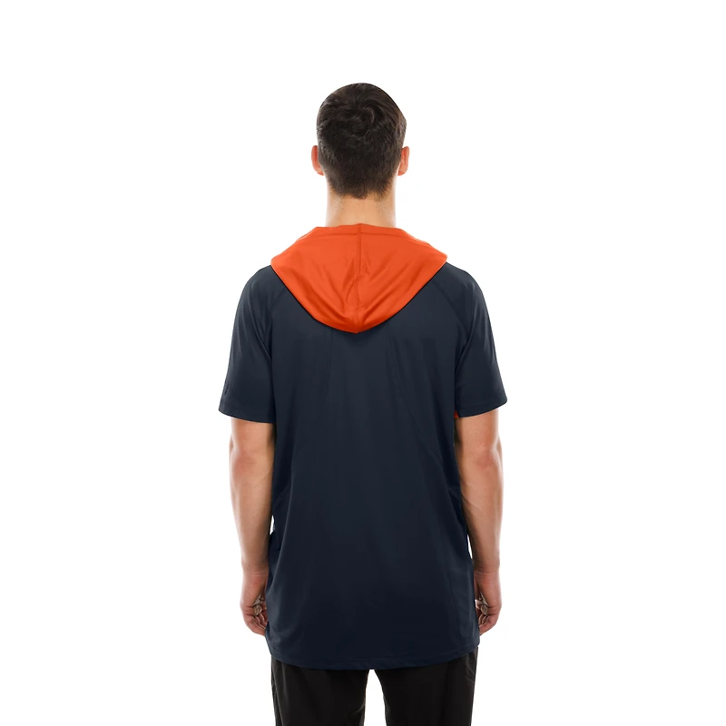 Men's New Era  Navy Denver Broncos Combine Authentic Hooded Raglan Short-Sleeve T-Shirt