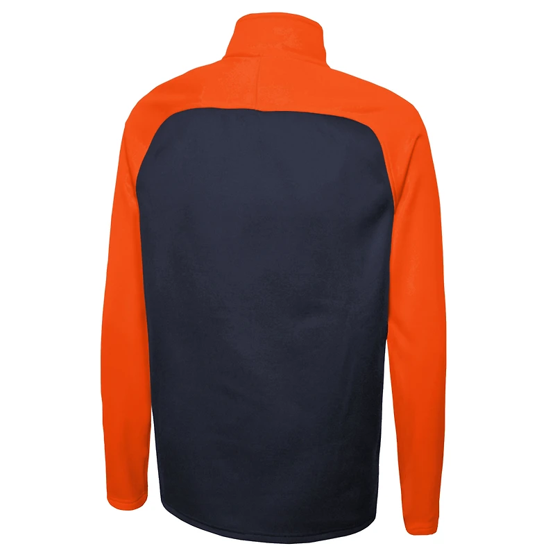Veste à demi-glissière raglan New Era Denver Broncos Combine Authentic O-Line pour homme, bleu marine