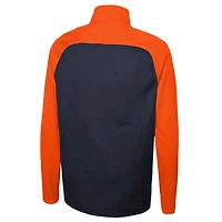 Veste à demi-glissière raglan New Era Denver Broncos Combine Authentic O-Line pour homme, bleu marine