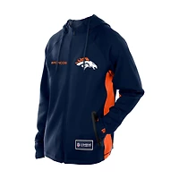Sweat à capuche zippé intégral bleu marine Denver Broncos Combine Authentic Raglan Scuba pour homme New Era